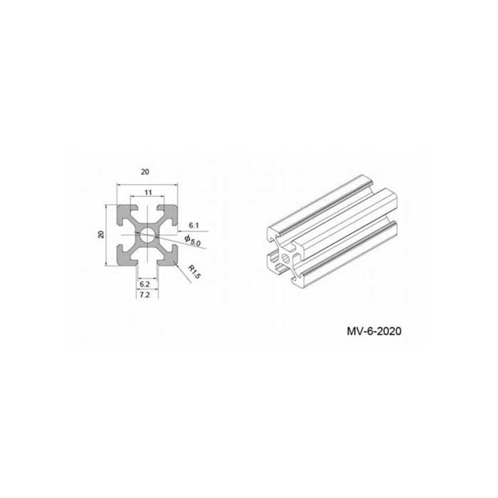 Profilato di alluminio 20x20 mm