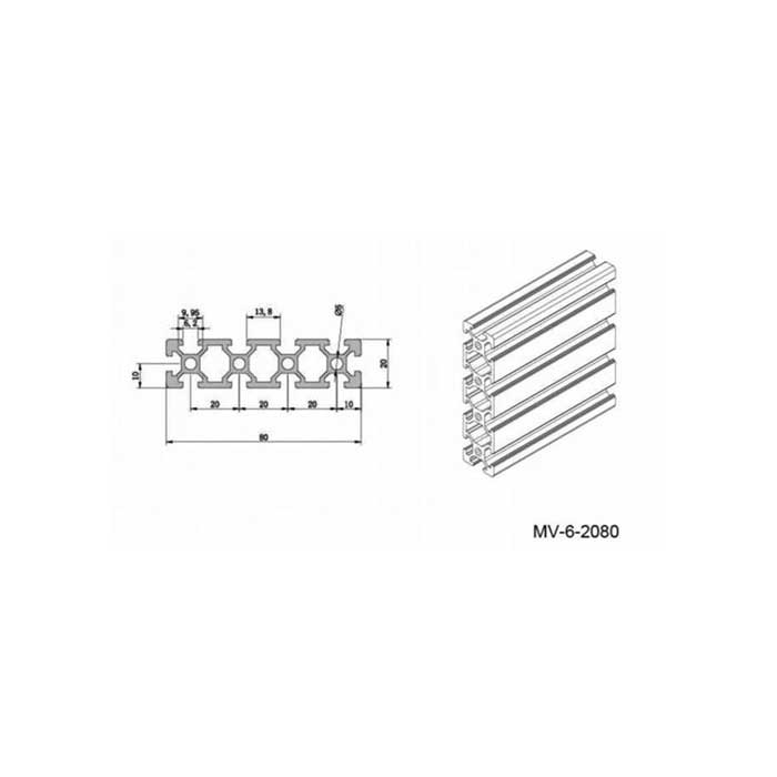 Profilato di alluminio 20x80 mm