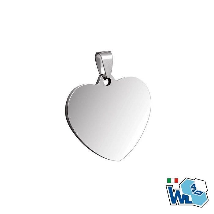 Medaglietta a forma di cuore con gancetto in acciaio inox